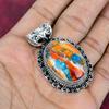 Orange Spiny Oyster Handmade Gemstone Pendant, 925 Solid Sterling Silver Pendant, For Thanksgiving