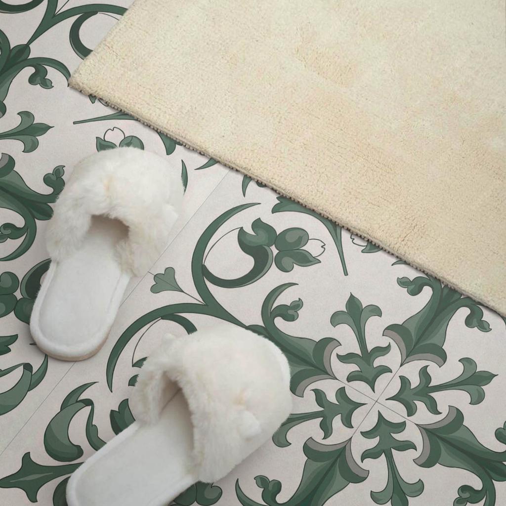 Printed Vinyl Wall Panel for Dining Room 100x50 cm Plant Pattern with Floral Motif