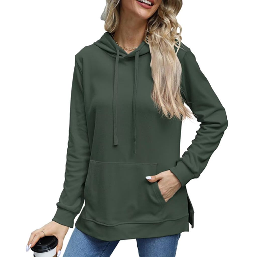 Women's Fashion Casual Long Sleeve Solid Color Hooded Top