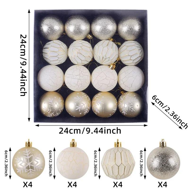 16PCS 6cm Christmas Ball Pendant Christmas Party Tree Decor Christmas Ball Pendant Gift Set New Year Xmas Hanging Ornament