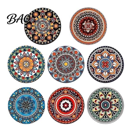 Furniture Protection Coaster 8PCS Coasters, Colorful Wood with Non-Slip Heat Insulation Multi-color Pack Waterproof Drink Holder, for Home Office