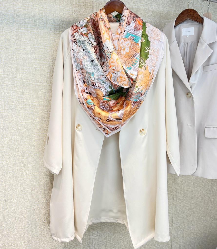 [Tropical Rainforest Fubao] Versatile 14 Mmi Silk Plain Satin Large Square Scarf Women'S Silk Scarf Scarf Shawl