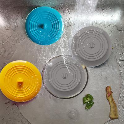 2Pcs Floor Drain Cover Non-deformable Good Sealing Flexible Anti-clogging Silicone Round Hair Catcher Sink Drain Stopper Kitchen Supply