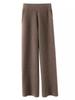 Women's Ordos City Wool Knit Wide-Leg Cashmere Pants with Pockets