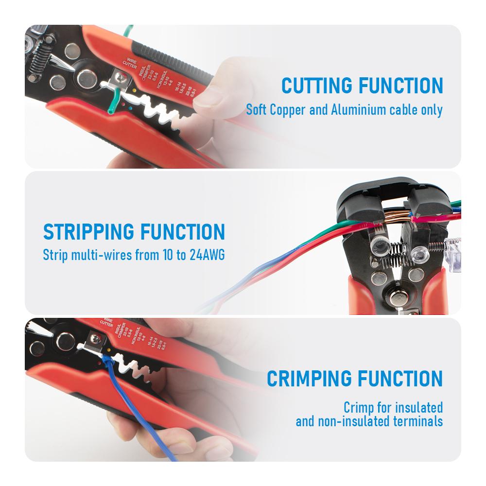 Professional Electrician Wire Pliers Cable Wire Stripper Cutter Crimper Automatic Crimping Stripping Tool