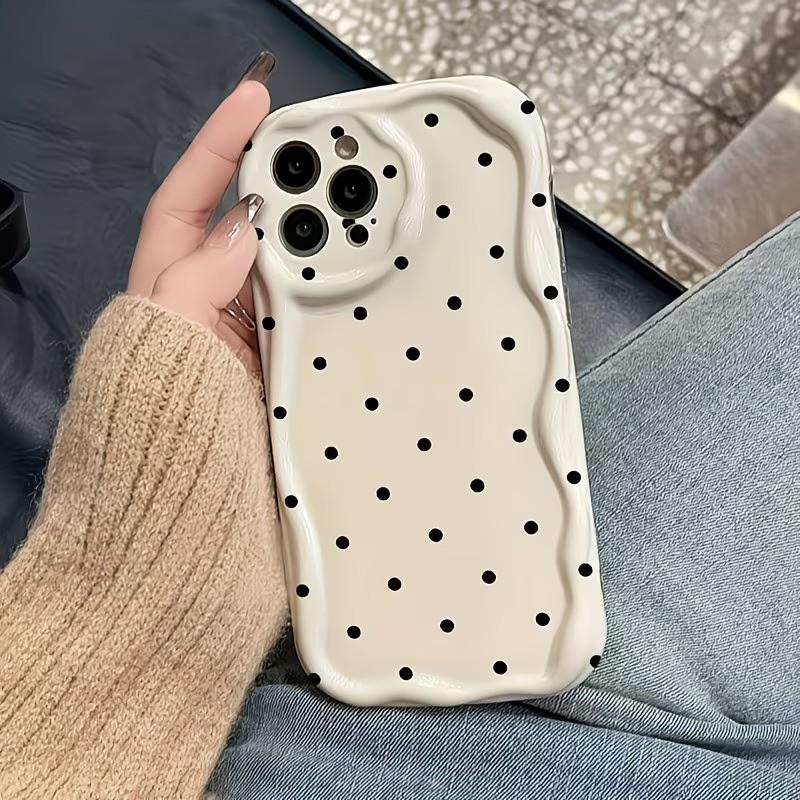 Simple Solid Color Polka Dot Phone Case For iPhone 17 17e 16e 16 15 14 13 12 11 Pro Max Plus Shockproof Curly Wave Edge Cover
