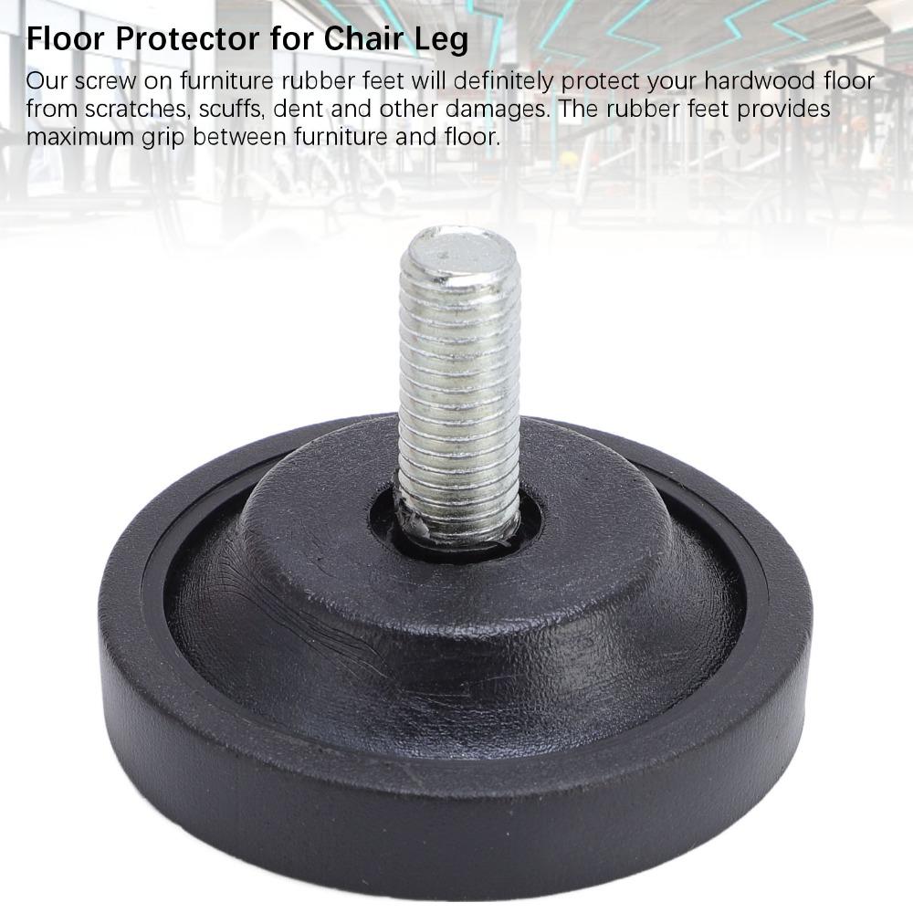 4pcs Black Furniture Leveling Feet M10 Thread Rubber Feet Bumpers Noise Reduction