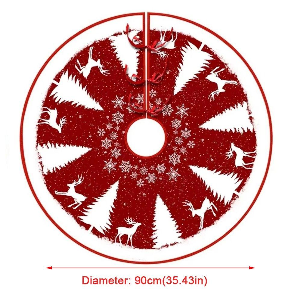 Flannel Xmas Tree Skirt Collar Santa Claus Snowflakes Xmas Decorative Tree Mat