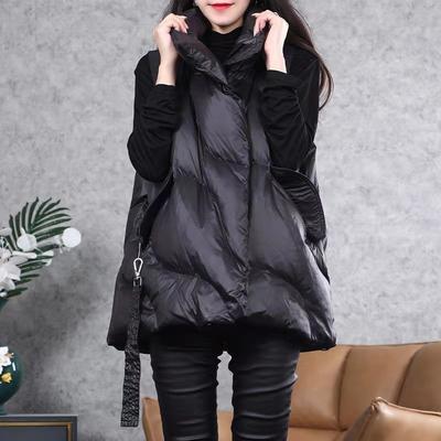 Down Cotton Vest Women Loose Solid Sleeveless Jacket Coat Black White Warm Vests Autumn Lightweight Waistcoat Winter