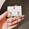 S Silver Needle New Streamer Bow Earrings Women's Versatile Diamond-encrusted Temperament Stud Earrings