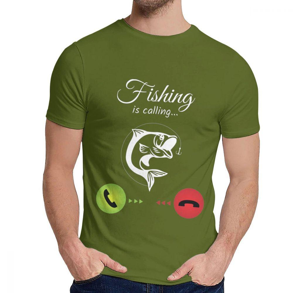 Cotton Fishing Is Calling T Shirt Unisex Design High Quality Fashion O Neck Homme Tee