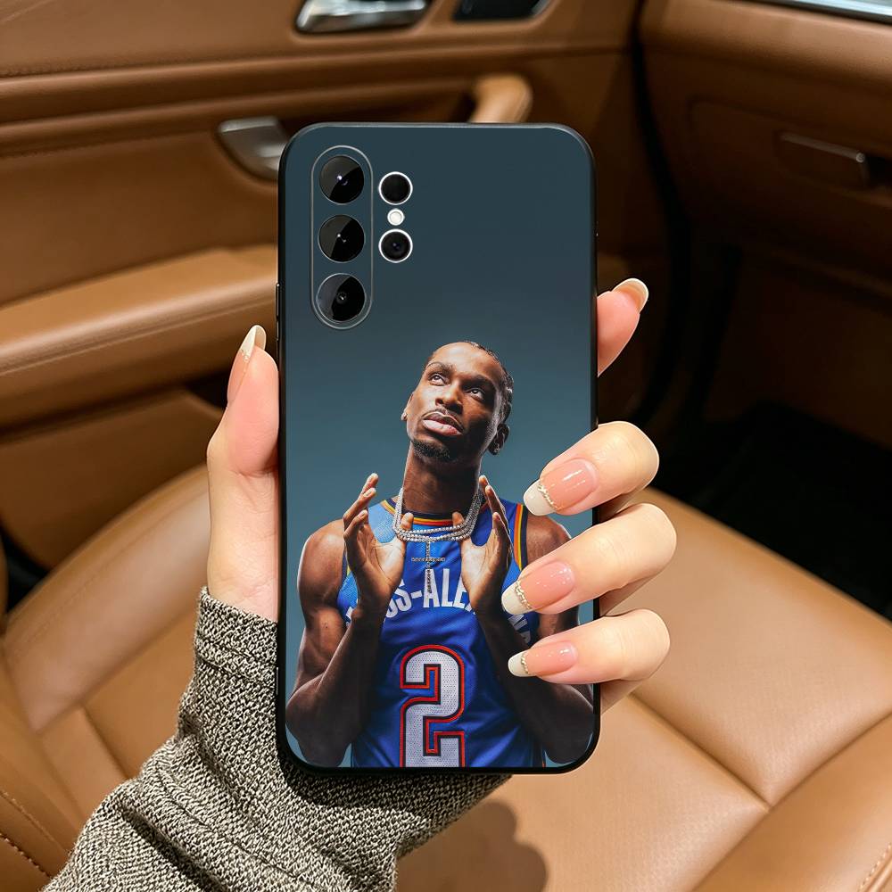 Basketball -Shai -G-Gilgeous Alexander 2 Phone Case For Samsung S25,S24,S21,S22,,Plus S23,S30,Ultra,S20,Fe,Black Soft Silicone