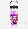 30Oz Anime K-Pop Large Capacity Portable Car Cup Stainless Steel Thermos Cup with Straw Handle Travel Sports Water Bottle Vacuum Flask