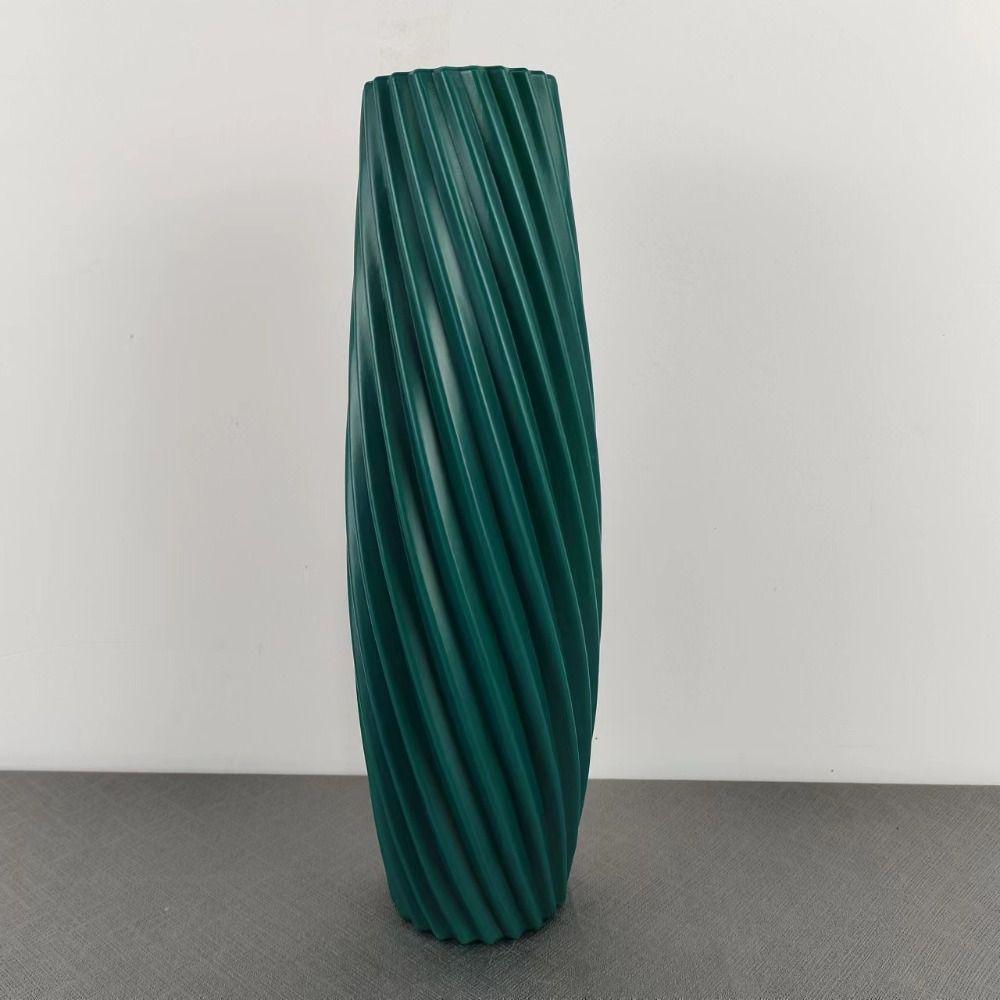 Vaso de Flores de Plástico com Design de Listras Cor Sólida Ornamento de Decoração de Mesa Ornamento de Sala de Estar