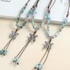 Chinese style long length sweater style accessory  butterfly necklace  ceramic  hanger cord