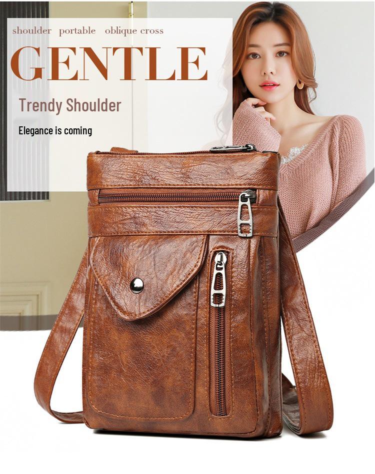 Women's Stylish Retro Crossbody Bag - Soft Leather, European & American Style, Small Shoulder Phone Bag