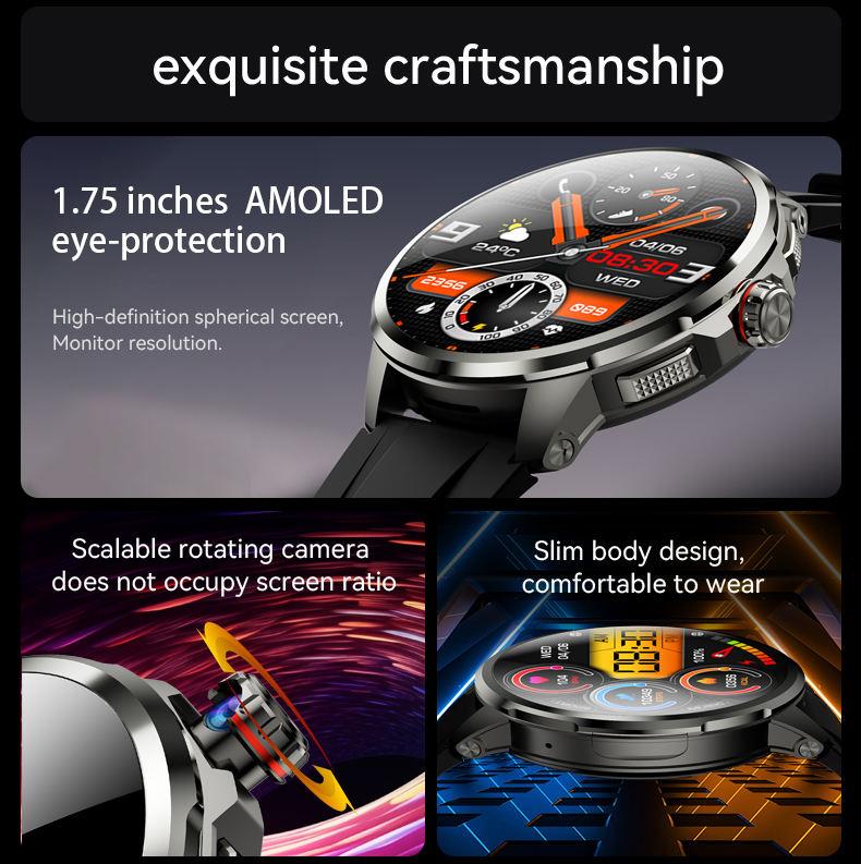 New Android Smart Watch 4G Round Screen 3+32GB Memory Camera WiFi GPS NFC AMOLED Video Call Watch With Sim Card Smart Watch H99