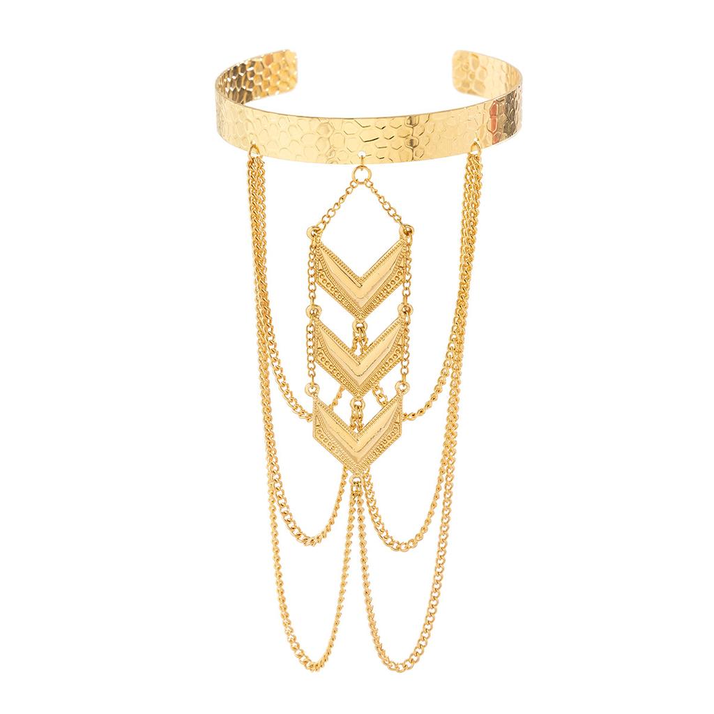 Ethnic Style Arrow Fringed Arm Bracelet Female, Simple Sweet and Cool Beach Vacation Chain Open Hand Jewelry