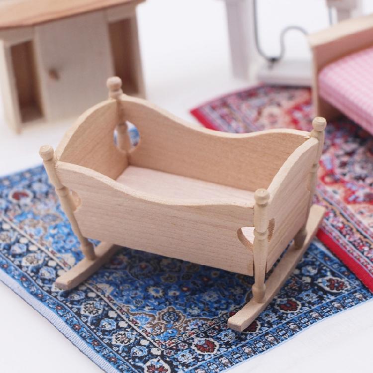 1:12 Dollhouse Wooden Baby Cardle DIY Miniature Dollhouse Furniture Accessories
