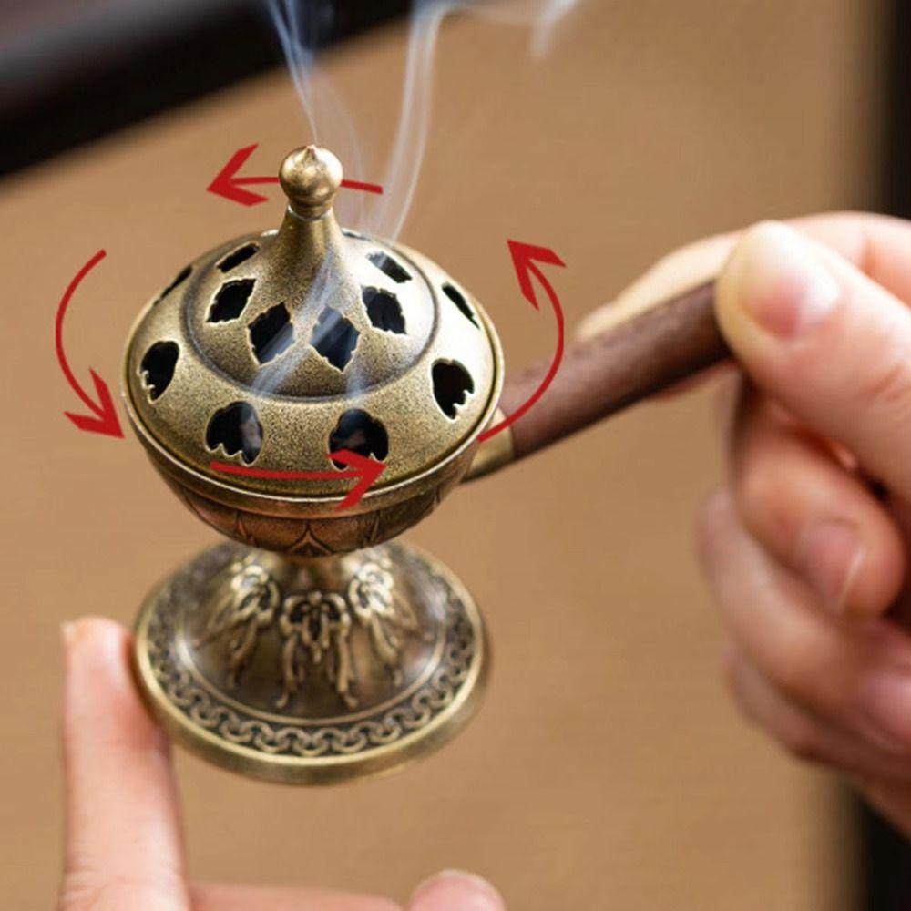Vintage Alloy Sandalwood Incense Burner Hollow Out Year of the Horse Lotus Incense Censer Mini Elephant Lucky Three Legged Stove