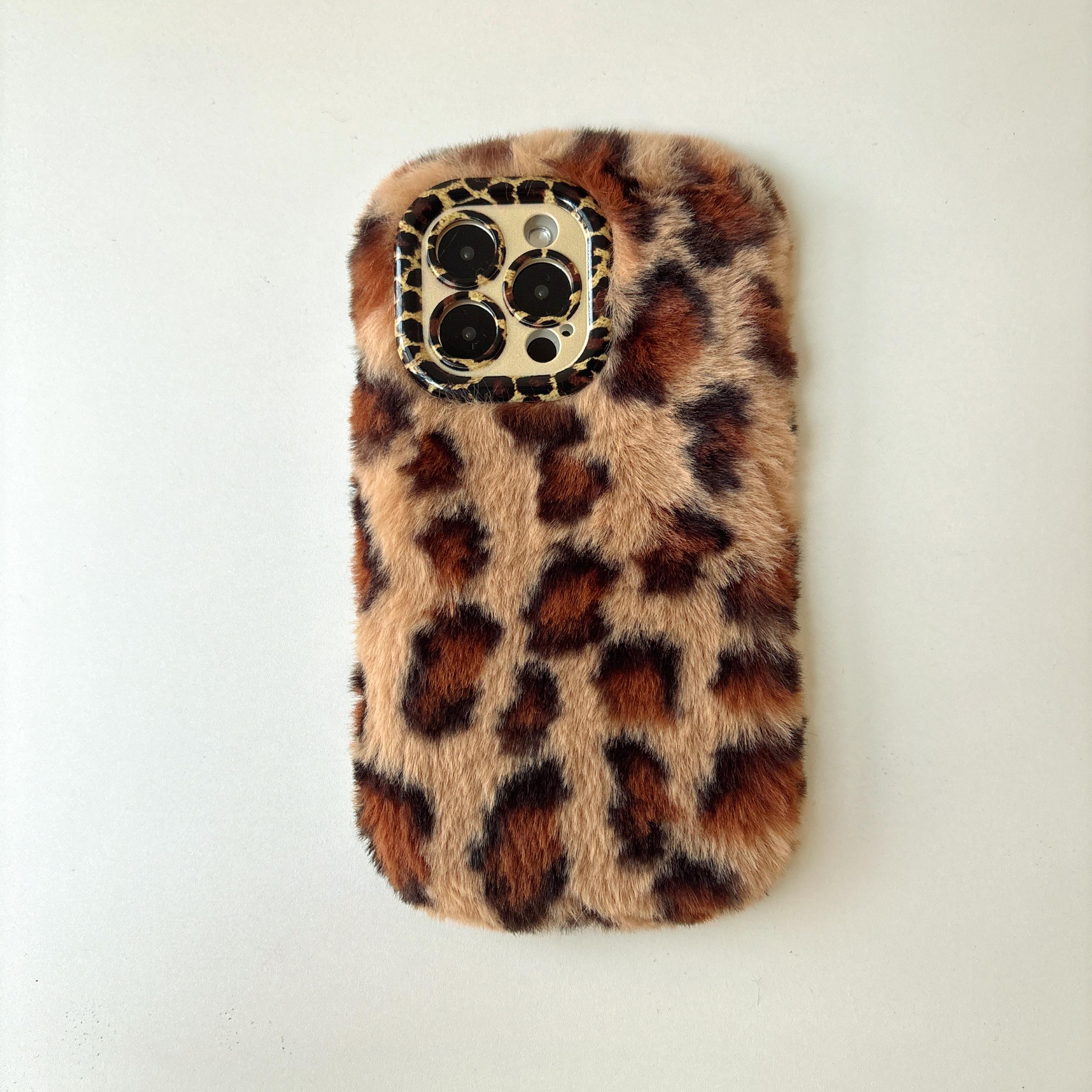 

Fashion Leopard Fluffy Fur Case For iPhone 17 Pro Max 16 Plus 15 14 13 12 11Kickstand Camera Lens Protection Frame Funda 17 Air iPhone 17 Pro Max