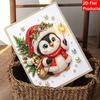 Frameless Pearl Painting Kit Cute Penguin with Santa Hat Aesthetic Wall Art DIY Sparkling Bead Canvas Christmas Room Decor Creative Craft