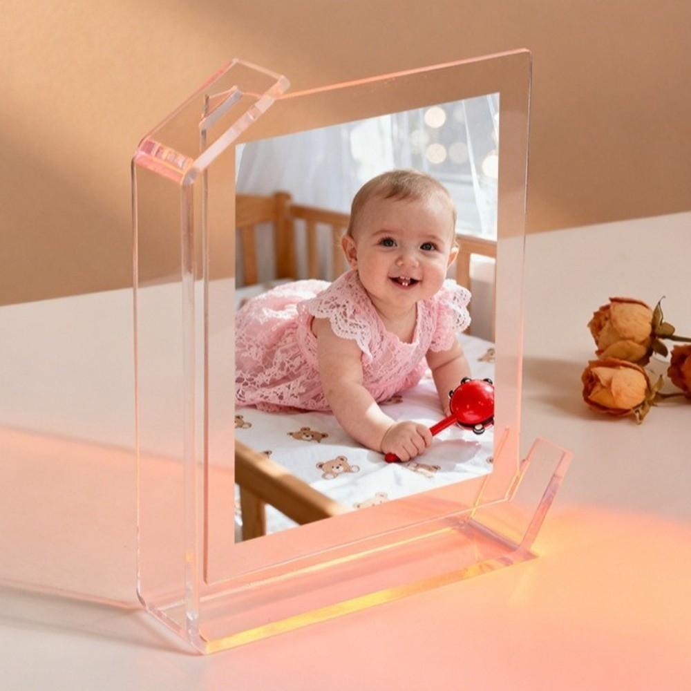 Modern Acrylic Photo Frame 5/6/7/8 Inch Photo Stand Multi-purpose L-shaped Tabletop Stand Gallery
