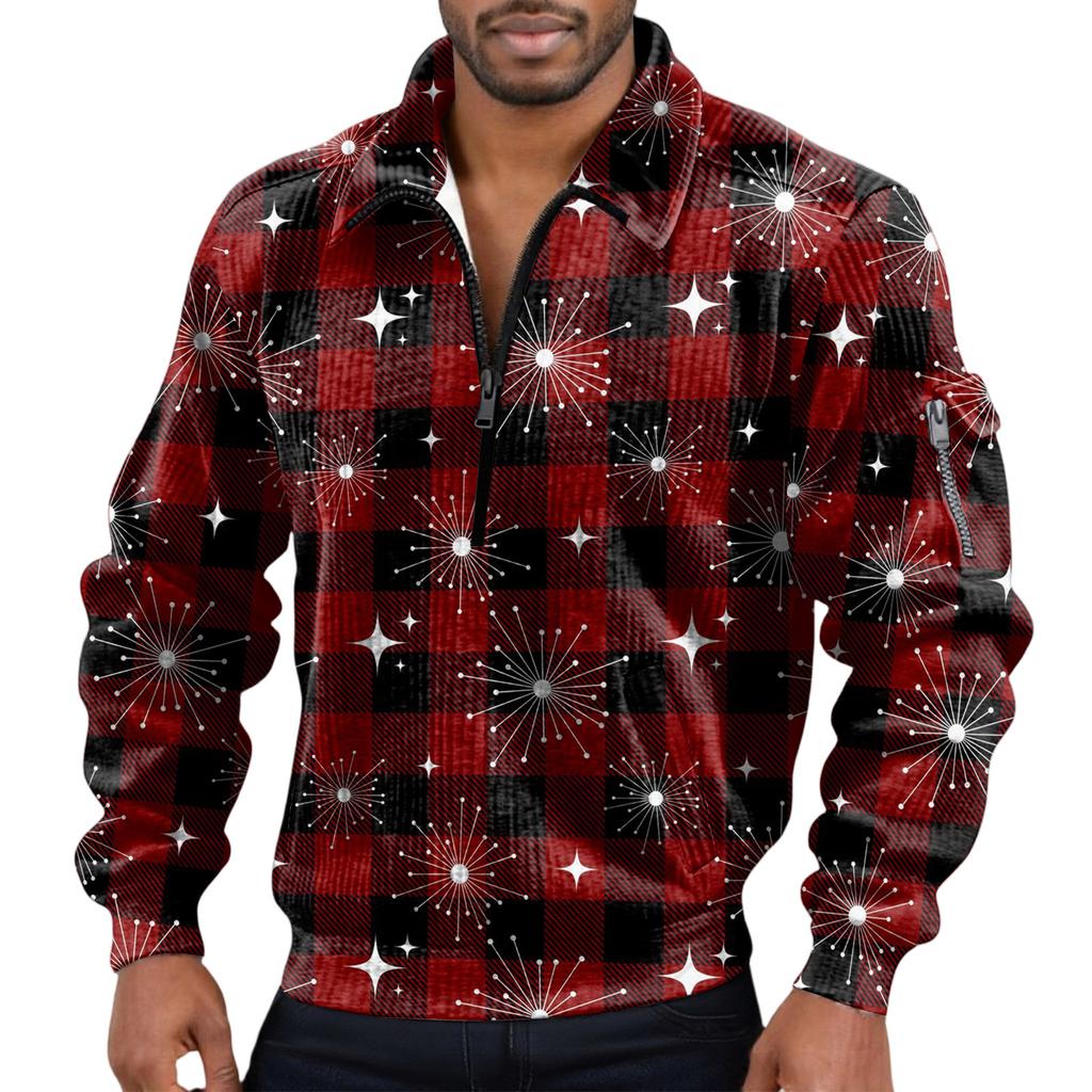 Men's  Flip Collar  Long Sleeves  Half Zipper  Hoodie