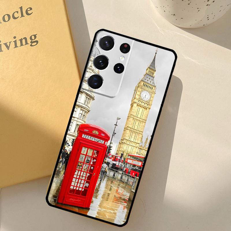 London Bus England Big Ben Phone Case For Samsung Galaxy S25 Ultra S20 S21 S22 S23 S24 S9 S10 Plus S25 FE Cover Shell