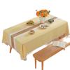 Nordic Classic Patchwork Tablecloth with Tassels - Dustproof Decorative Imitation Cotton Linen