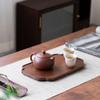 Retro Walnut Tea Tray Wooden Leaf Serving Platter Tray Storage Round Dinner Plates Tea