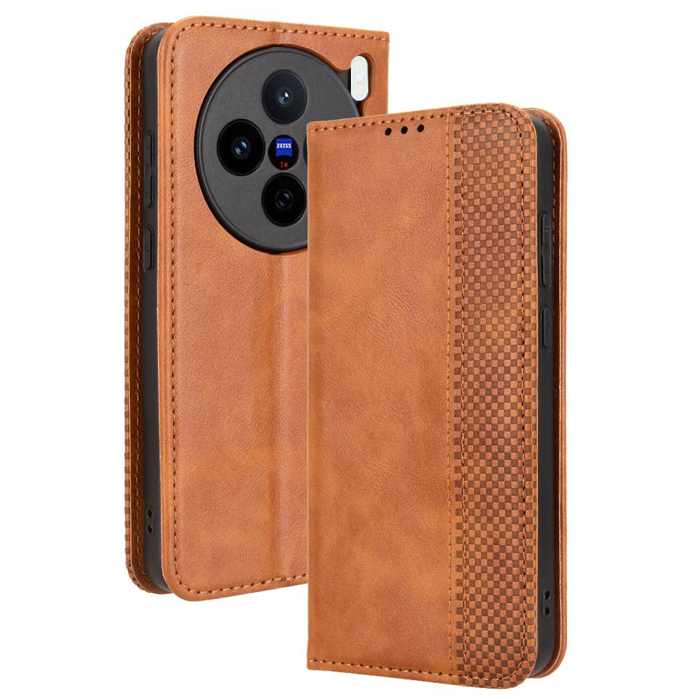 For vivo X200s 5G Leather Case Wallet Stand Retro Texture Phone Cover