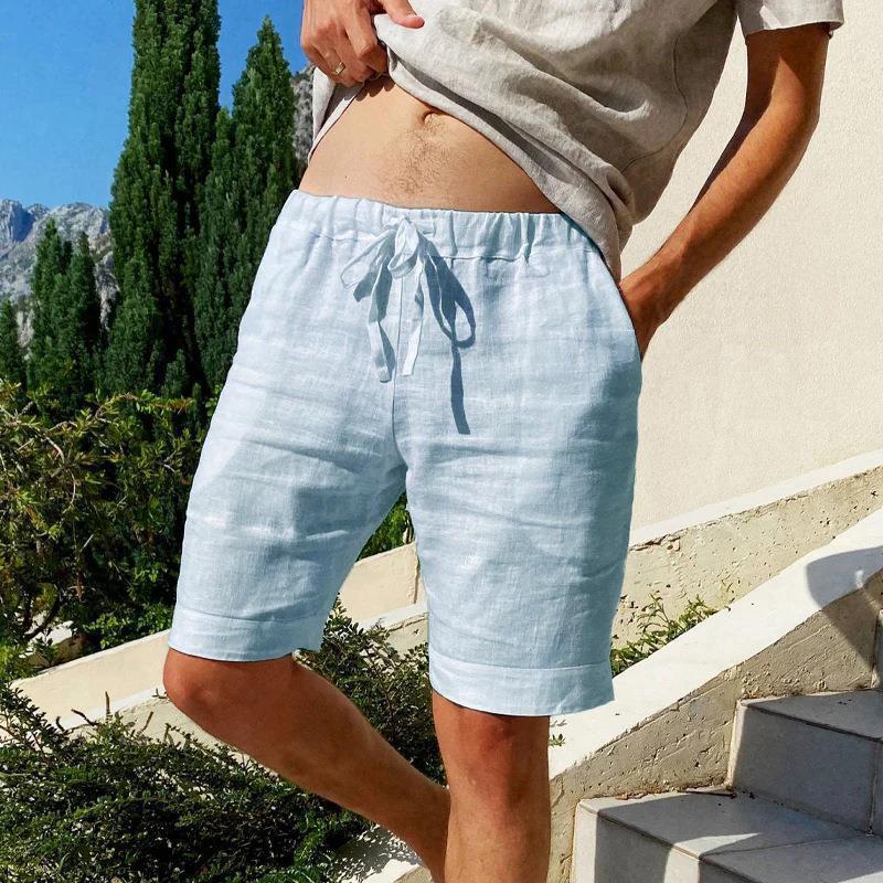 2023 Men's Summer Loose Cotton Linen Breathable Sports Casual Shorts