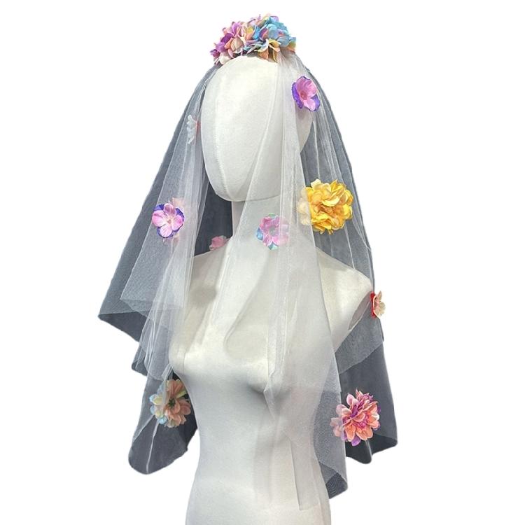 Flower Studded Bridal Veil for Bride To Be Gift, Bridal Shower, Wedding Veil