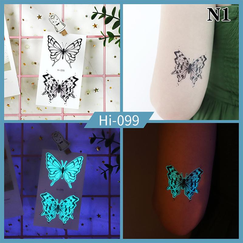 Светящаяся бабочка синяя светящаяся татуировка наклейка кемпинг водонепроницаемая временная татуировка перья одноразовая поддельная татуировка боди-арт
