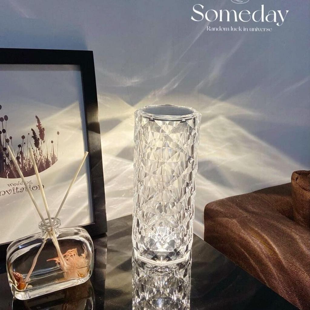 Modern and Elegant Crystal Light for Table and Bedroom, with Touch Control and Adjustable Rose Light, Diamond Projection Included