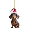 7PCS Funny Dachshund Christmas Stocking Pendant Playful Dog Ornaments for Christmas Tree Hanging Pendant