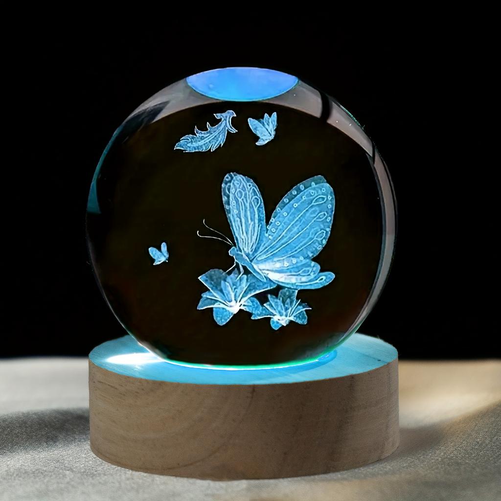 Umgebungslicht Saturn 3D Kugel Lampe Sonnensystem Kristallkugel mit Mehrfarbiger LED Lichtbasis Stimmungslicht Geschenke Geburtstag