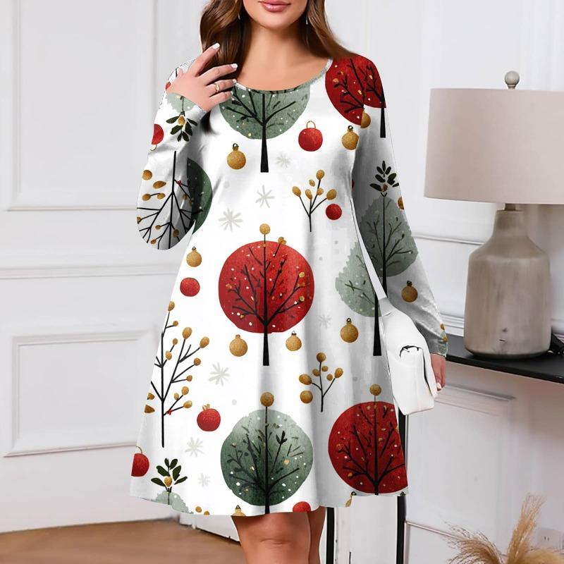 Neck Long-sleeved Dress