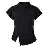 Women's Slim Fit Stand Collar Split Hem Short Sleeve T-Shirt