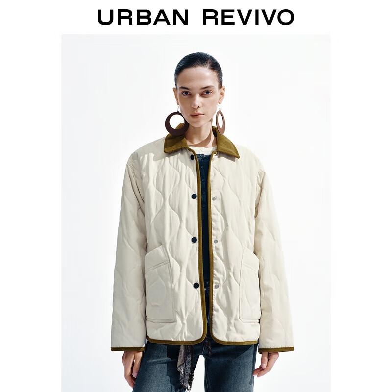 UR Women s Color-block Corduroy Collar Quilted Down Jacket L