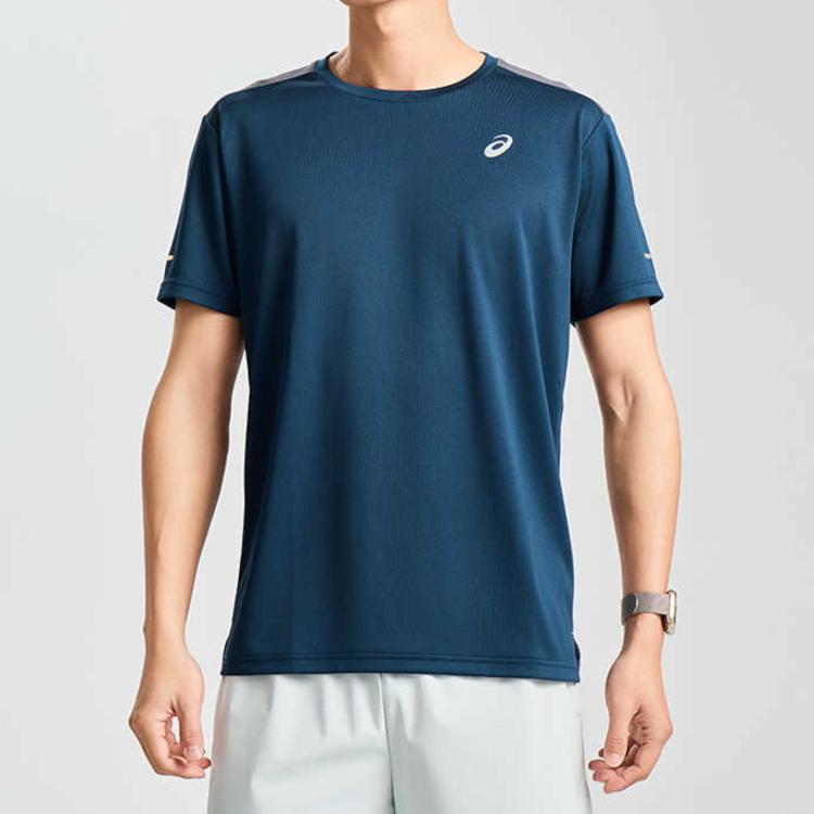Asics Mens Lightweight Knitted Round Neck Short Sleeve T-Shirt Men Tops Dark-Blue 2011D042-401