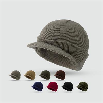 Army Style Cap Military Winter Warm Knitted Hat Thick Beanie Fashion Baseball Caps for Men Women
