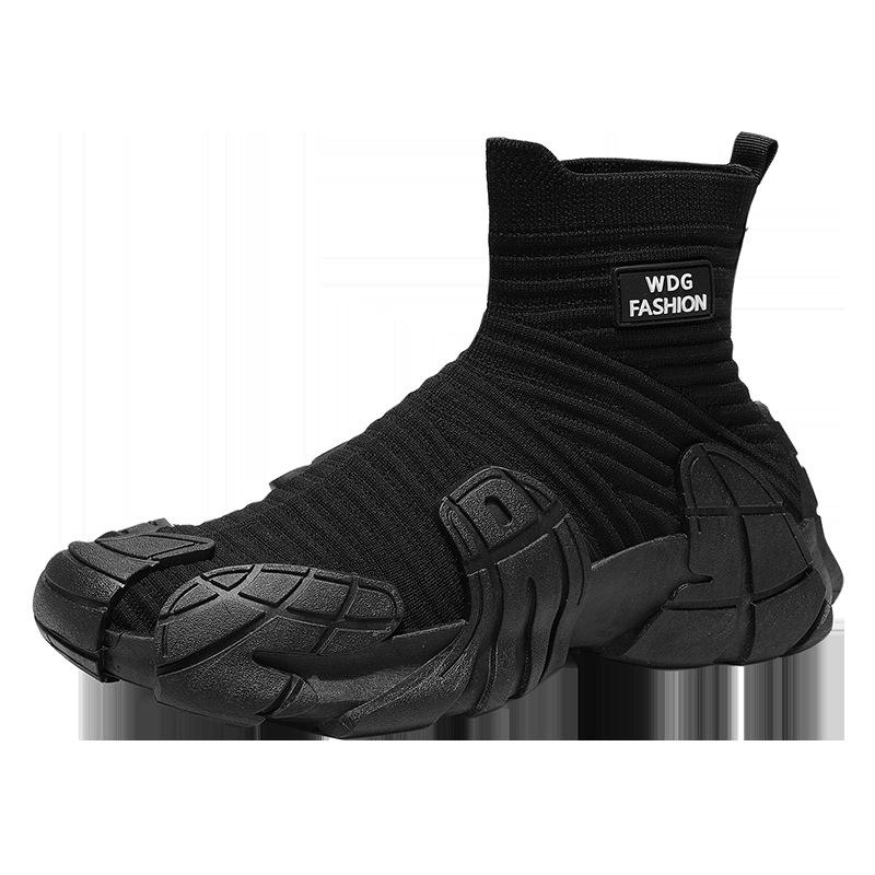 Shoes autumn breathable fly-woven mesh casual sports large size thin deodorant black socks mesh shoes 39