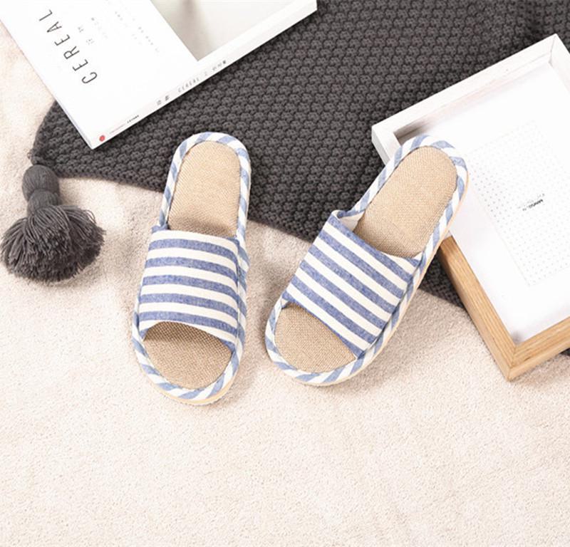 Unisex Lein-Baumwoll-Hausschuhe für alle Jahreszeiten - Ideal für Innenbereiche und Holzböden
