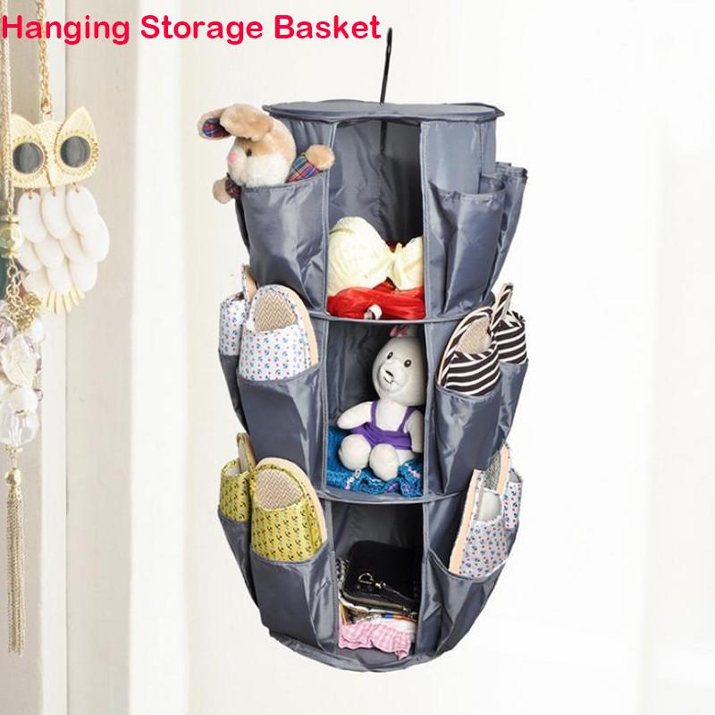 Round Layer 3 Shoe Storage Hanging Bag Oxford Fabric Closet Hanging Organizer