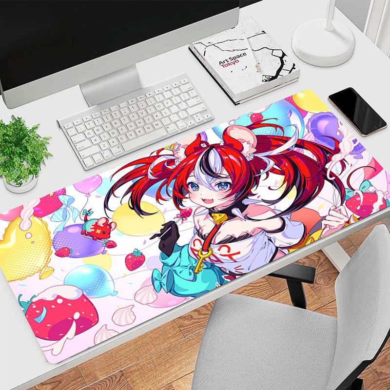 Gaming Mouse Pad Large Desk Mat Antislip Stitched Edges Cute Anime Girl Colorful Cartoon Print Waterproof Mat for Home