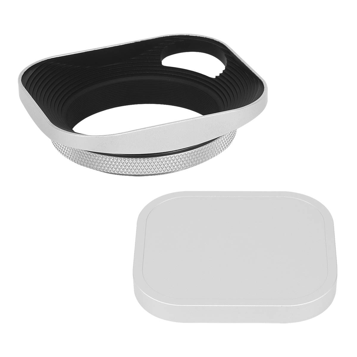 

Haoge 49mm Square Metal Lens Hood Shade Design with Cap for Leica Rangefinder Camera 49mm E49 Filter Thread Lens Silver LH-ES2 Screw-in Hollow-out