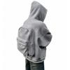 Men Sweatshirt Coat Hooded Long Sleeve Zipper Closure Hoodie Coat with Schoolbag Design Solid
