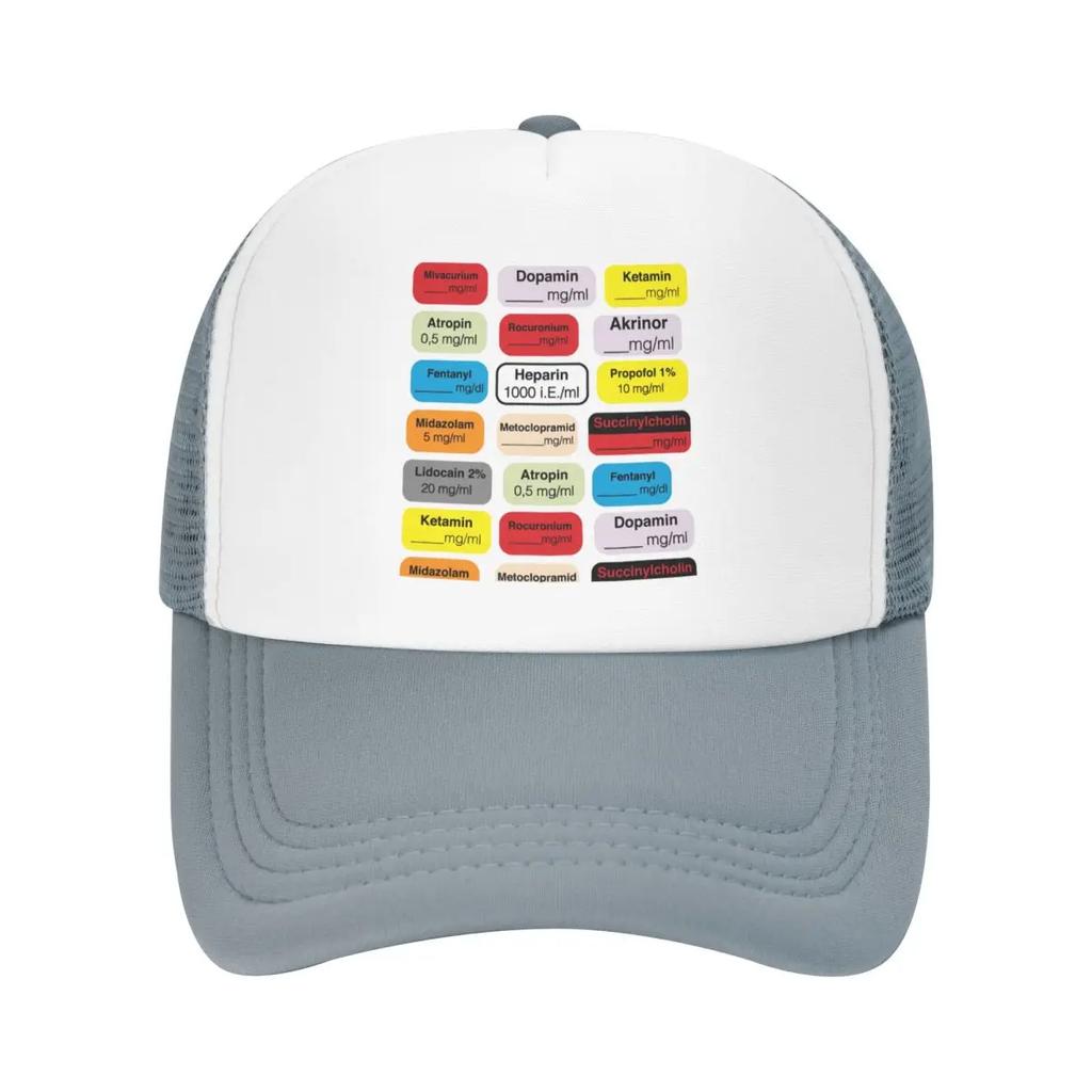 Personalized Anesthesia Medication Labels Trucker Hat Women Men Adjustable Unisex Medical Nurse Baseball Cap Summer Dad Hat